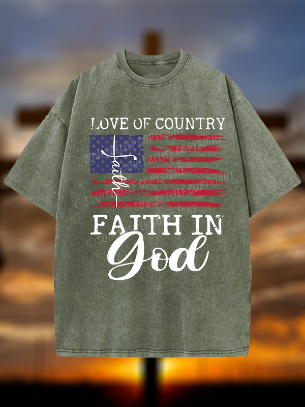 Faith In God Christian Washed T-Shirt