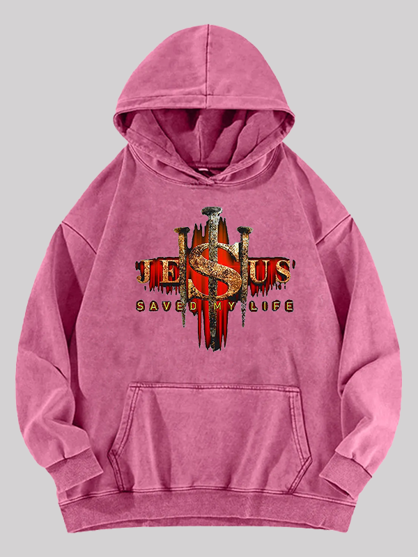 Jesus Saved My Life Jesus God Christian Washed Hoodie