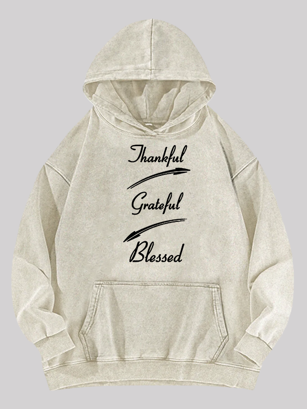 Thankful Grateful Blessed Jesus God Christian Washed Hoodie