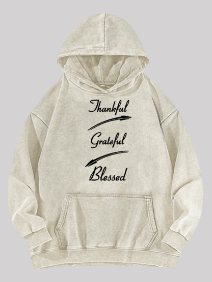 Thankful Grateful Blessed Jesus God Christian Washed Hoodie