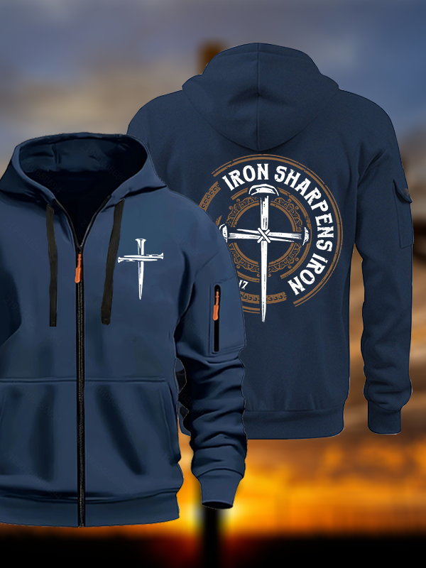 Iron Sharpens Iron - Proverbs 27:17 Jesus God Christian Zipper Hoodies