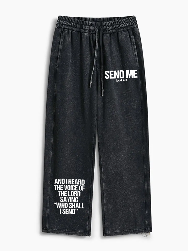 Send Me Isaiah 6:8 Jesus God Christian Washed Sweatpants