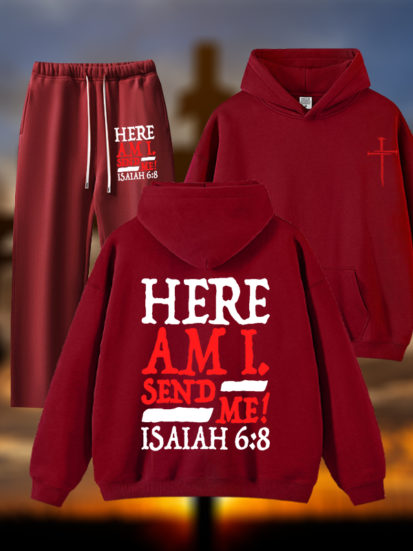 Isaiah 6:8 Send Me! Jesus God Christian Plush Fleece-Lined Hoodie Set