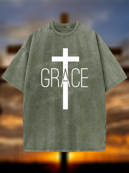Grace Cross Christian Washed T-Shirt