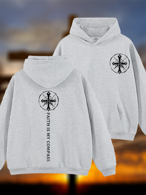 Faith Is My Compass Jesus God Christian Plush Fleece-Lined Hoodie