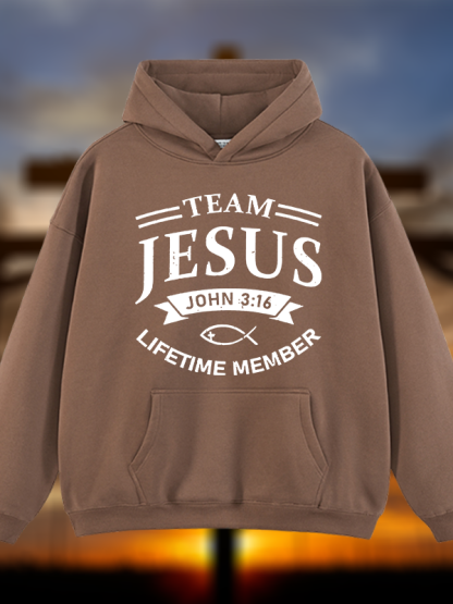 Jesus Team Jesus God Christian Plush Fleece-Lined Hoodie