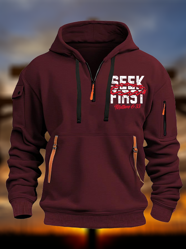 Seek First  Jesus God Christian Zipper Hoodies