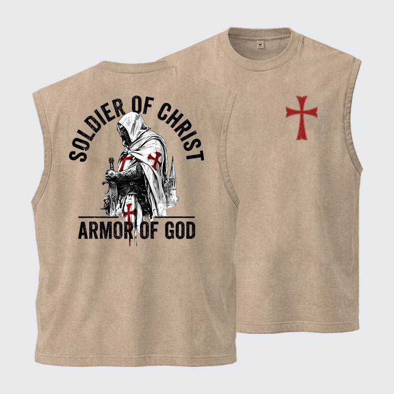 Washed Tank Top -  Soldier of Christ Armor Of God Crusader Spirit