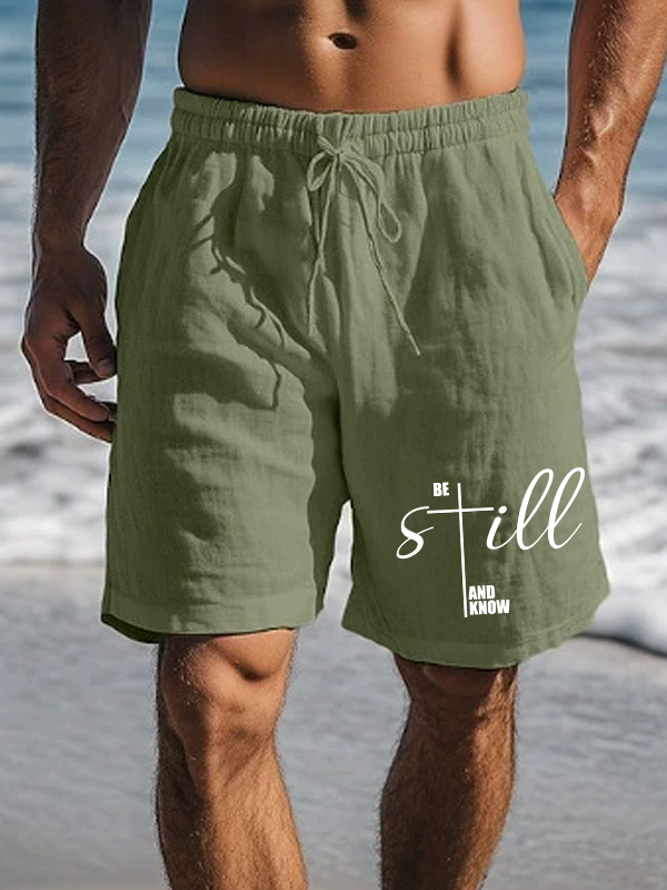 Men's Be Still And Know Cross Christian Beach Shorts