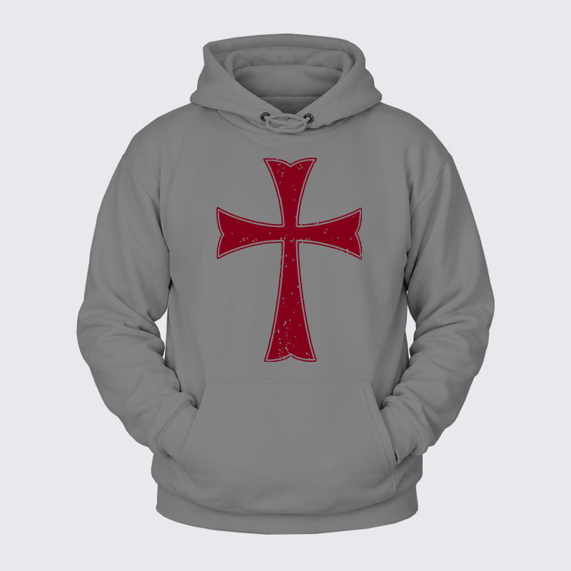 Plush Fleece-Lined Hoodie - Knights Templar Crusader Cross