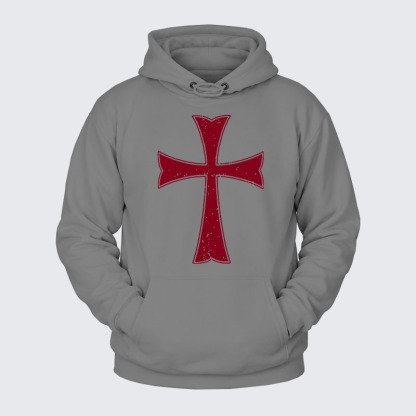 Plush Fleece-Lined Hoodie - Knights Templar Crusader Cross