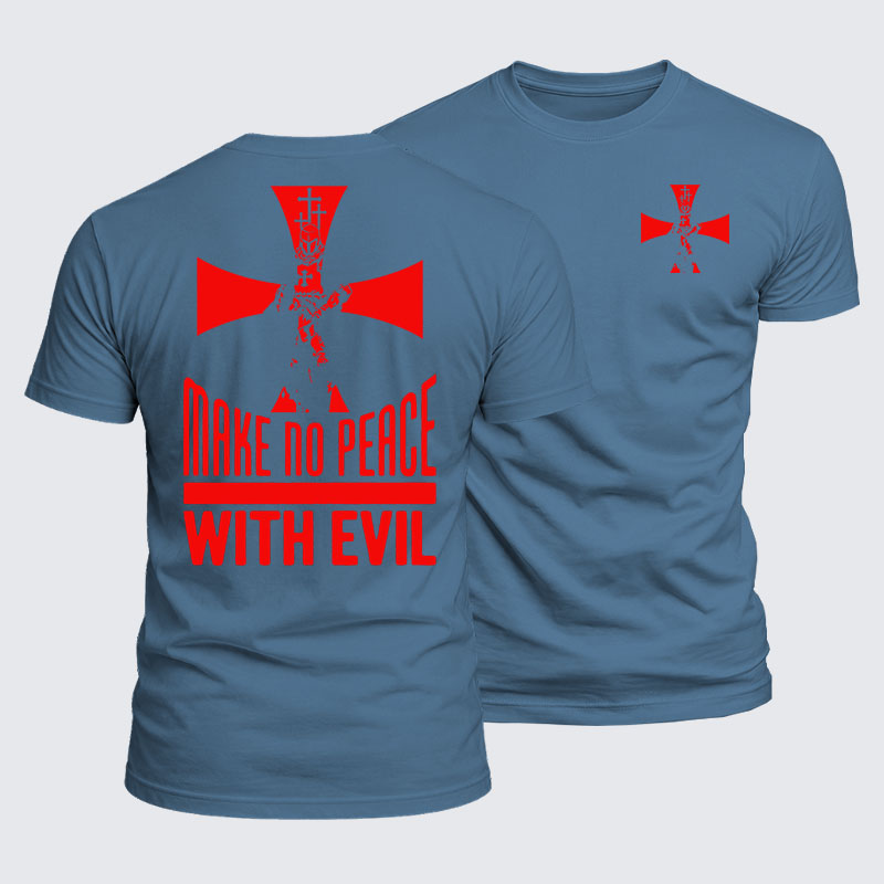 Luxe Mercerized Cotton Tee - Make No Peace with Evil Knight Templar Cross