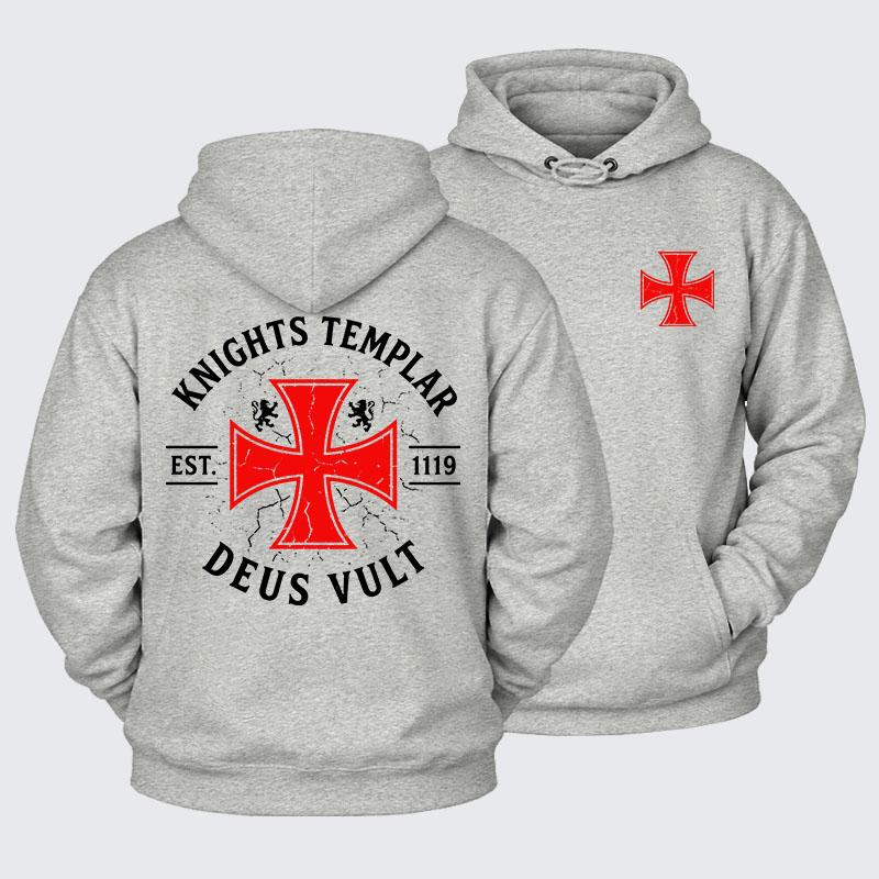 Plush Fleece-Lined Hoodie - Knights Templar Deus Vult