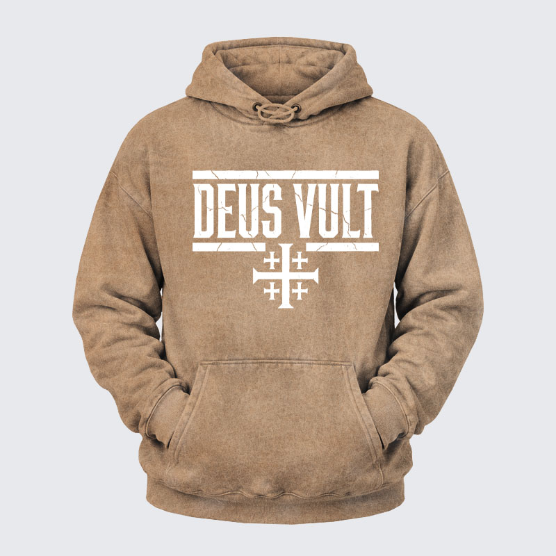 Washed Hoodie - Deus Vult