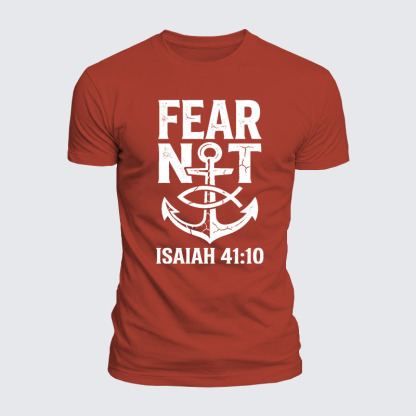 Fear Not Isaiah 41:10 Jesus God Christian  – Luxe Mercerized Interlock Cotton Tee