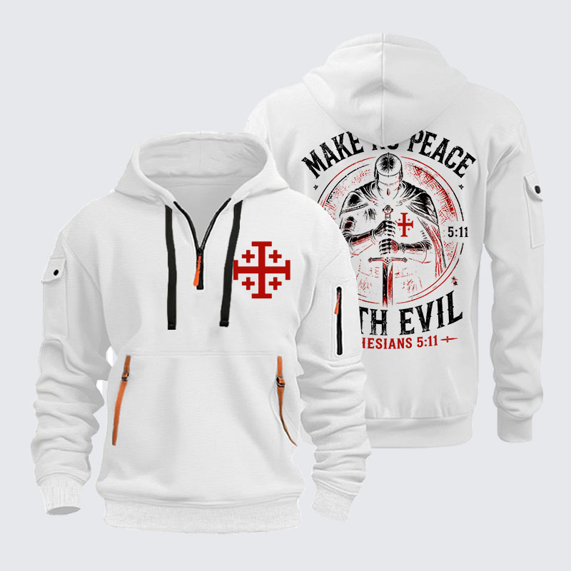 Zipper Hoodies - Make No Peace with Evil Knight Templar Jerusalem Cross