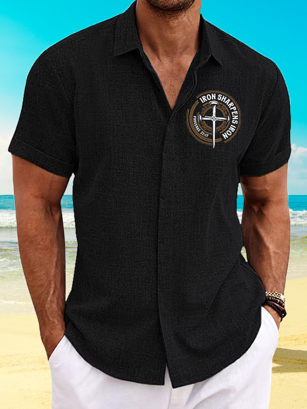 Iron Sharpens Iron - Proverbs 27:17 Jesus God Christian Short Sleeve Shirt