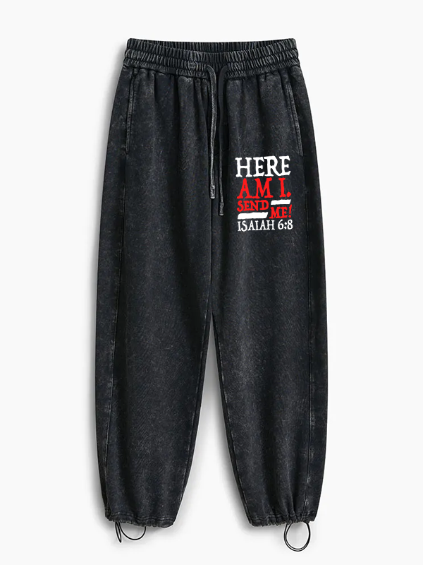 Isaiah 6:8 Send Me! Jesus God Christian Washed Sweatpants
