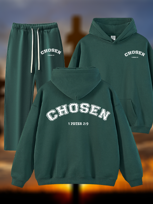Chosen Jesus God Christian Plush Fleece-Lined Hoodie Set