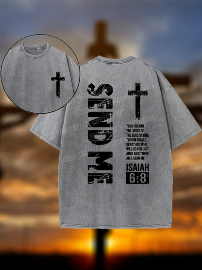 Send Me Isaiah 6:8 Jesus God Christian Washed T-Shirt