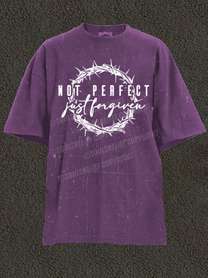 Not Perfect Just Forgiven Religious Christian Washed T-Shirt