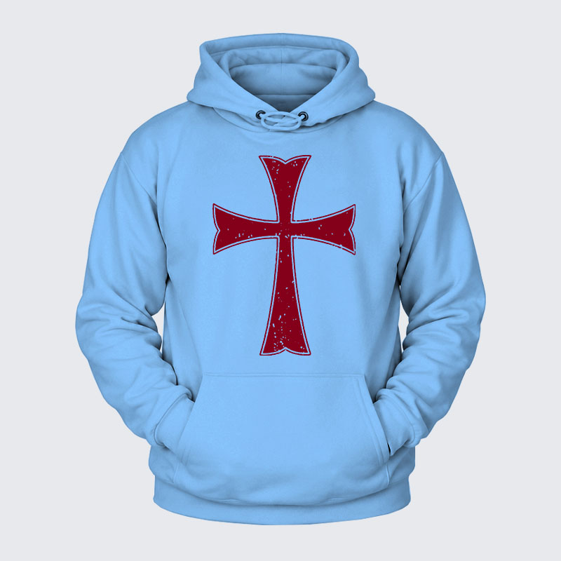 Plush Fleece-Lined Hoodie - Knights Templar Crusader Cross