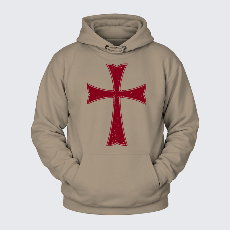 Plush Fleece-Lined Hoodie - Knights Templar Crusader Cross