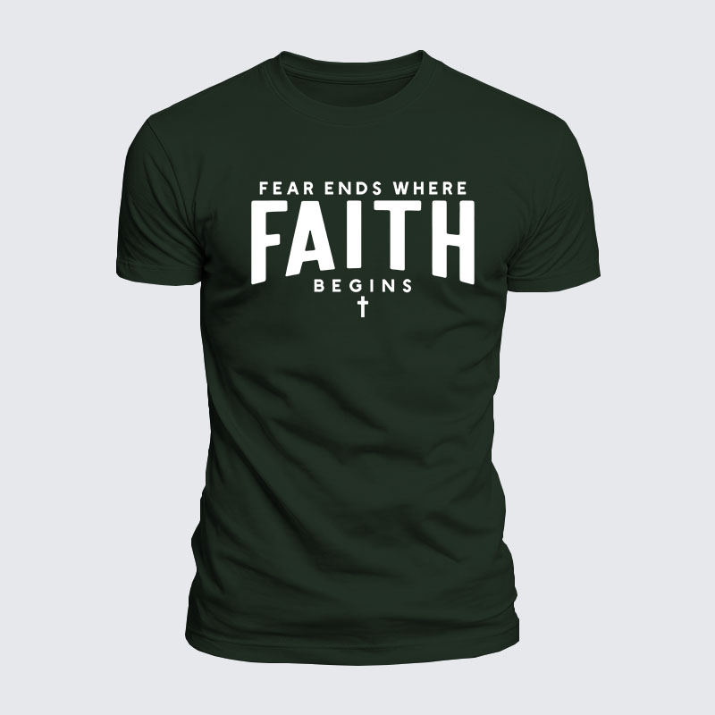 Luxe Mercerized Cotton Tee - Fear Ends Where Faith Begins
