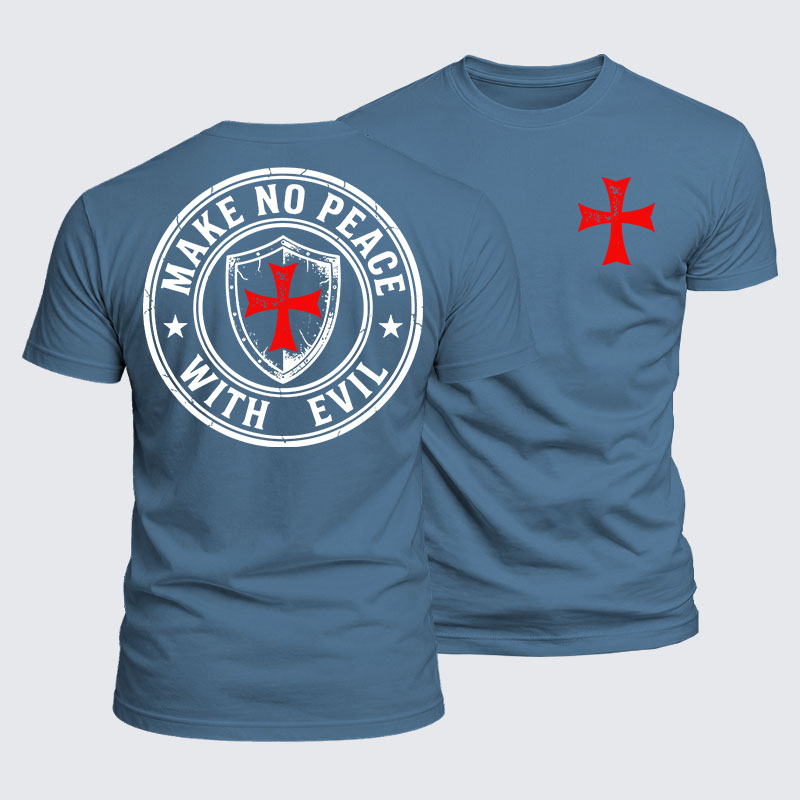 Luxe Mercerized Cotton Tee -  Make No Peace with Evil Knight Templar Jerusalem Cross