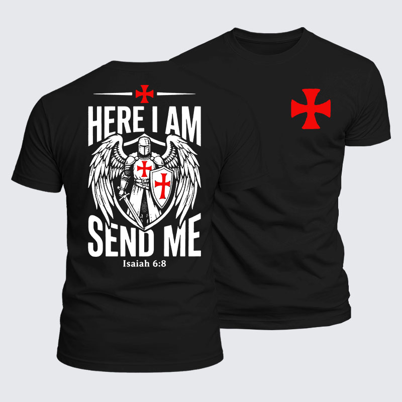 Luxe Mercerized Cotton Tee - Here I Am Send Me Knight Templar Crusader