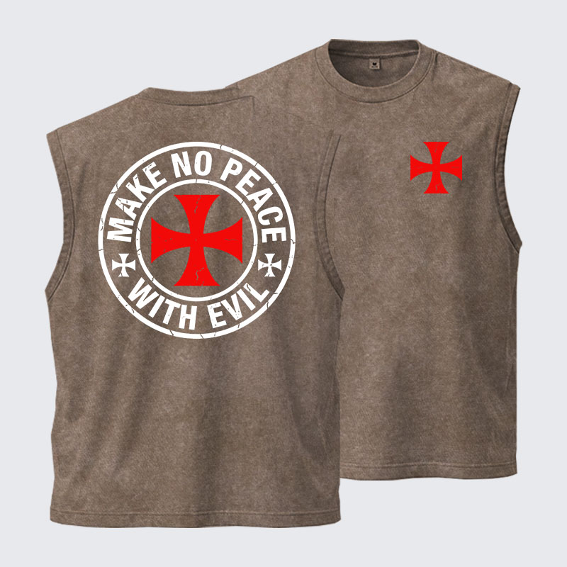 Washed Tank Top - Make No Peace with Evil Knight Templar Cross