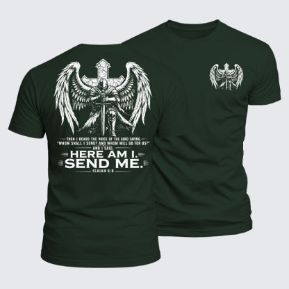 [Copy]Luxe Mercerized Cotton Tee -  Here I Am Send Me Isaiah 6:8 Knight Templar Crusader