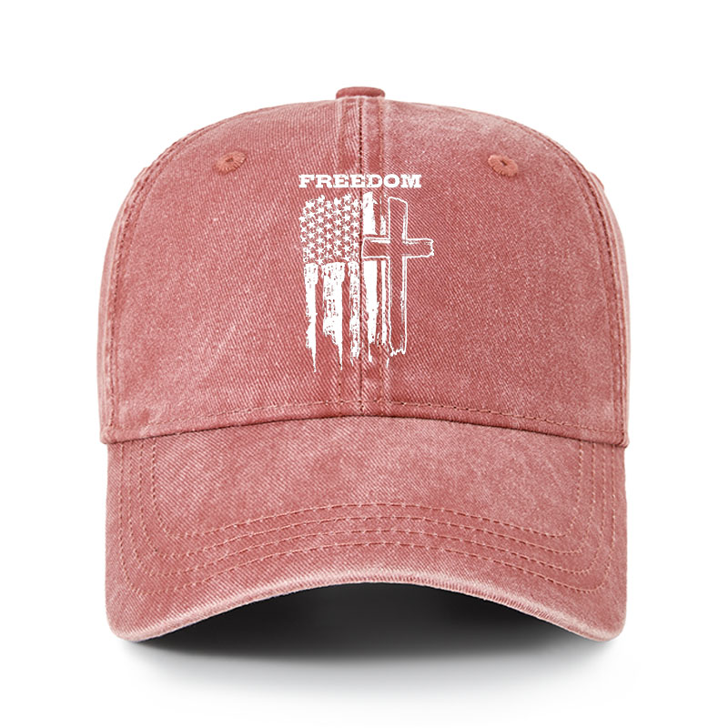 Heritage Washed Cap - Freedom Cross Vertical Flag