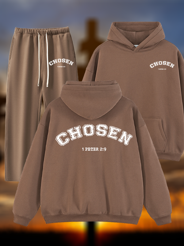 Chosen Jesus God Christian Plush Fleece-Lined Hoodie Set