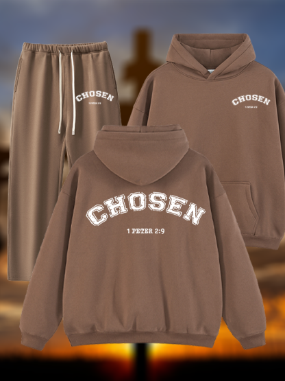 Chosen Jesus God Christian Plush Fleece-Lined Hoodie Set