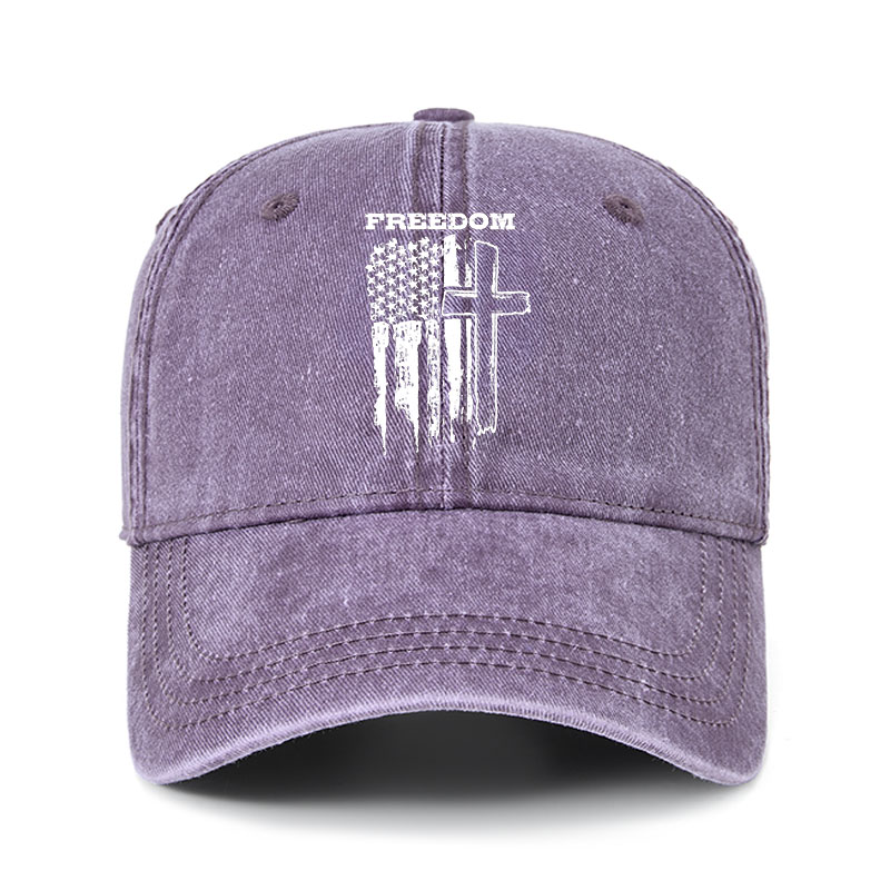 Heritage Washed Cap - Freedom Cross Vertical Flag