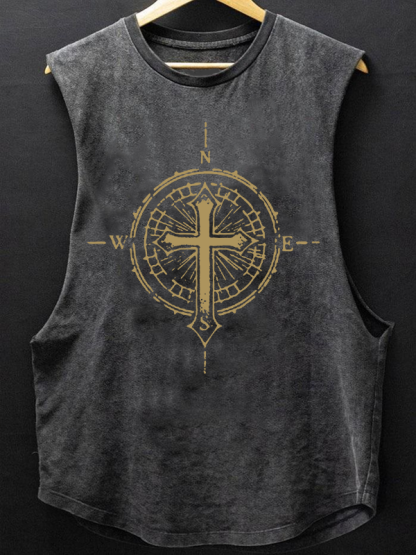 Cross Compass Christian Washed Tank