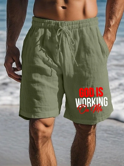 God Is Working On Me  Christian Beach Shorts