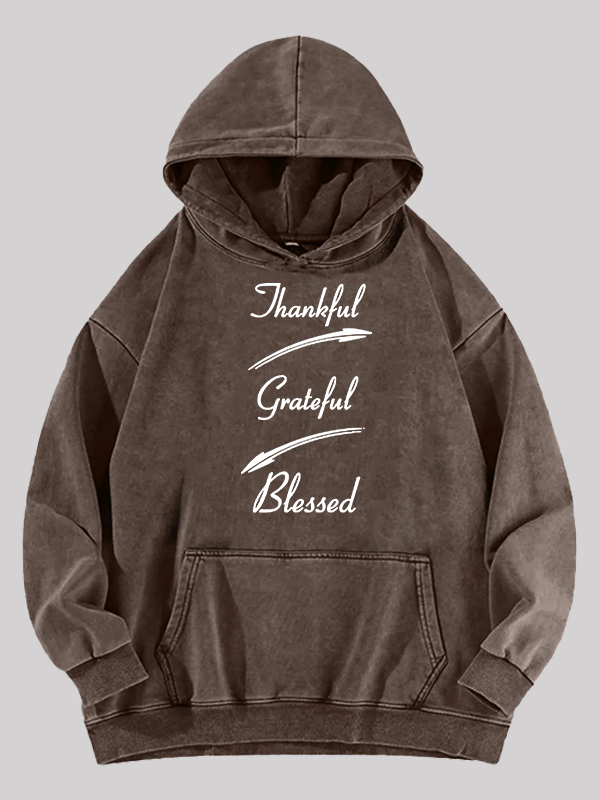 Thankful Grateful Blessed Jesus God Christian Washed Hoodie