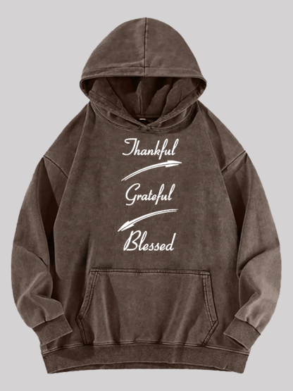 Thankful Grateful Blessed Jesus God Christian Washed Hoodie