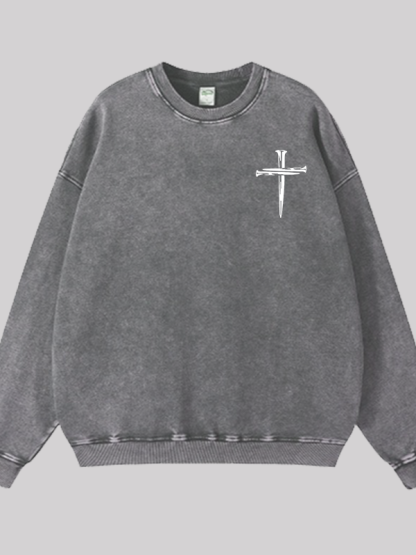 Cross Jesus God Christian Washed Sweatshirt