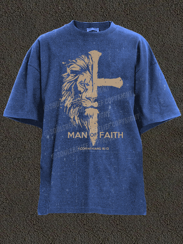 Man of Faith Christian Washed T-Shirt