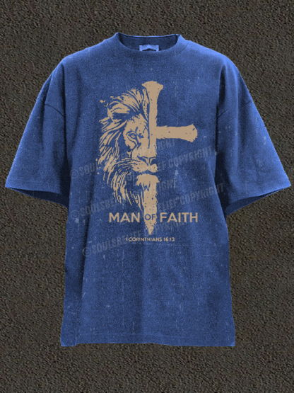 Man of Faith Christian Washed T-Shirt