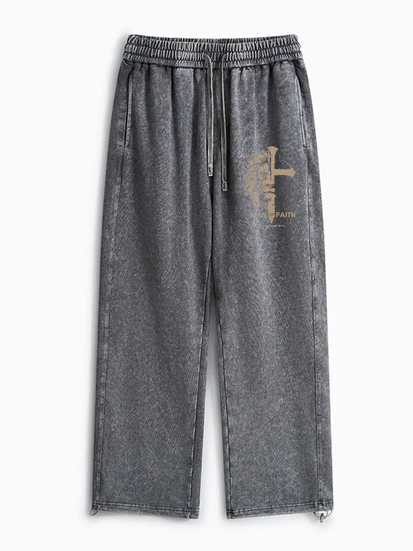 Man of Faith Jesus God Christian Washed Sweatpants
