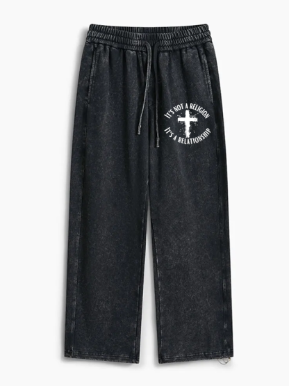 It's Not A Religion It's A Relationship Jesus God Christian Washed Sweatpants