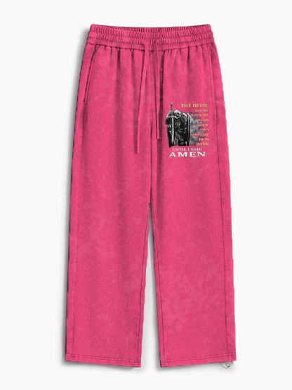 The Devil Saw Me with My Head Down and Thought He'd Won Until I Said Amen Jesus God Christian Washed Sweatpants
