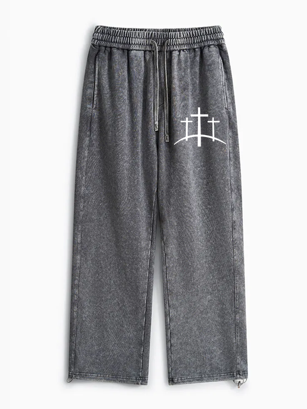 Cross Jesus God Christian Washed Sweatpants