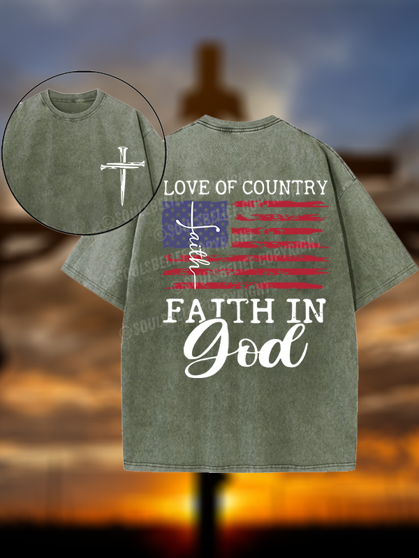 Faith In God Christian Washed T-Shirt