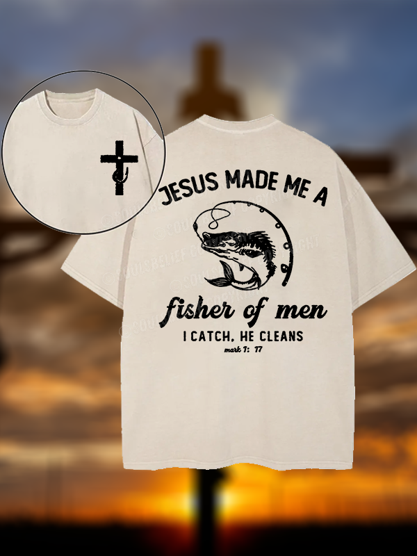 Fisher of Men Cross Christian Washed T-Shirt