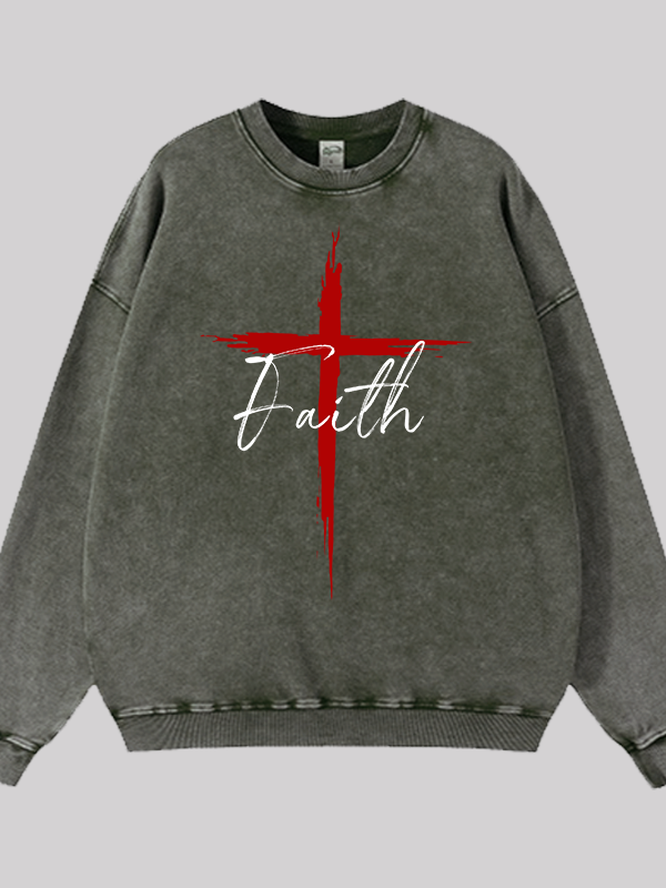 Faith Jesus God Christian Washed Sweatshirt